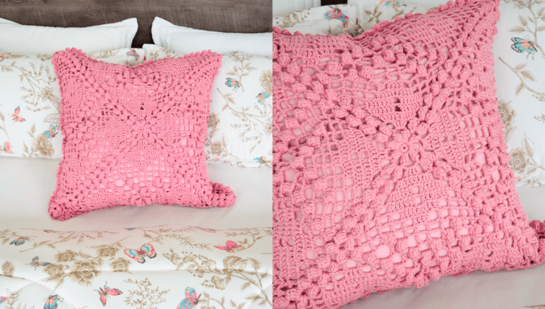 Maxialmofada em Crochê Rosa-Quartzo