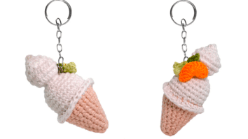 Chaveiro de Crochê Sorvete de Tangerina