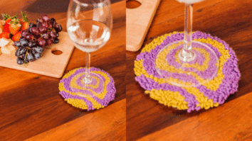 Porta-Copo de Crochê Psicodélico