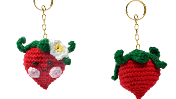 Chaveiro de Crochê Amigurumi Morango
