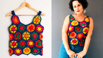 Cropped em Crochê Color Block