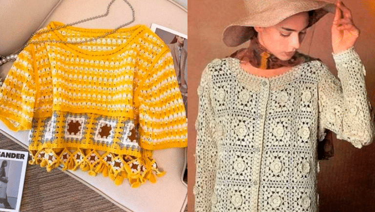 Blusas de Crochê com Quadradinhos