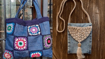 Bolsas Jeans com Aplicações em Crochê