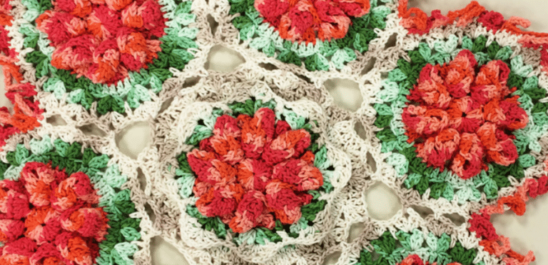 Centro de mesa em crochê coral – Cisne MultiArte