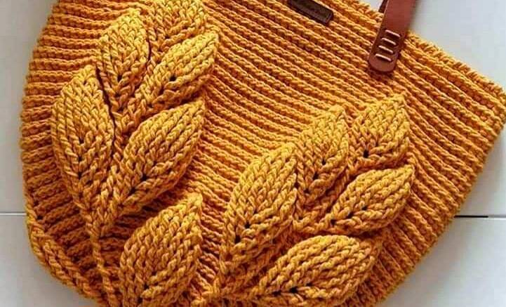 Bolsa de Crochê Folhas Passo a Passo e Gráfico