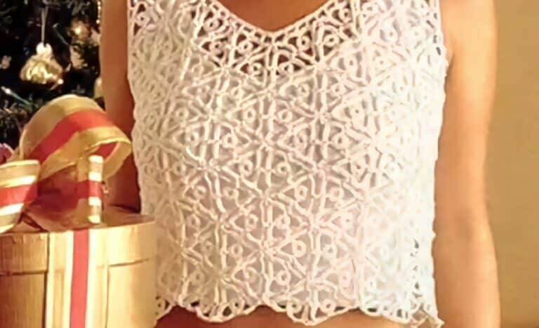Cropped em Crochê Branco para o Ano Novo – Gráfico e Passo a Passo