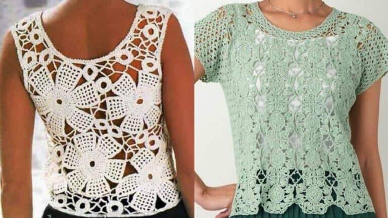Blusas de Crochê Modernas e Estilosas com Gráficos e Inspirações Parte 1