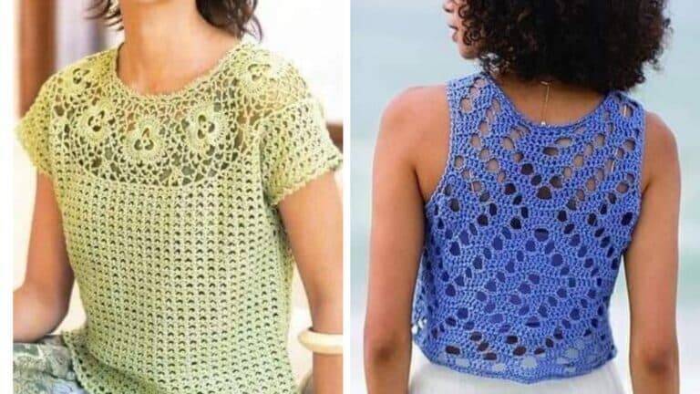 Blusas de Crochê Modernas e Estilosas com Gráficos e Inspirações Parte 3