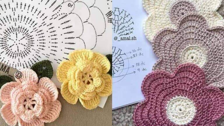 Inspire-se e Aprenda a Fazer Lindas Flores em Crochê com Gráficos