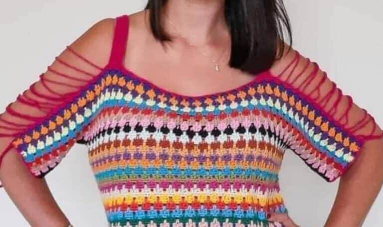 Blusa Manga de Correntes Passo a Passo Eliane Medeiros