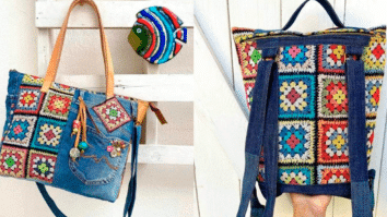 Bolsas Jeans com Squares de Crochê