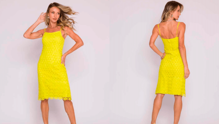 Vestido de Crochê Amarelo Cítrico