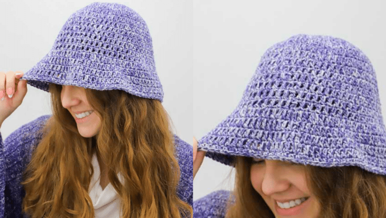 Chapéu em Crochê Bucket Hat Jeans