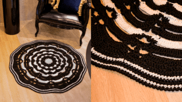 Tapete em Crochê Redondo Black White