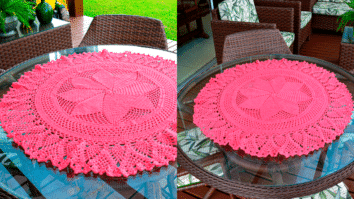 Toalha de Crochê Redonda Flamingo