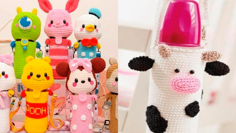 Porta Squeezes Personalizado com Crochê
