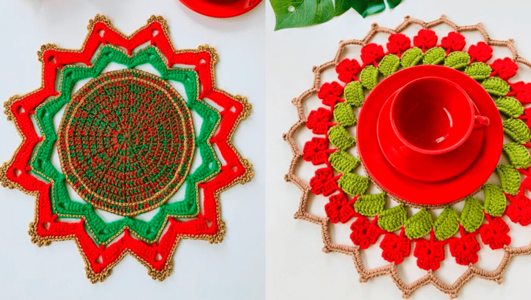 Sousplats de Croche para o Natal