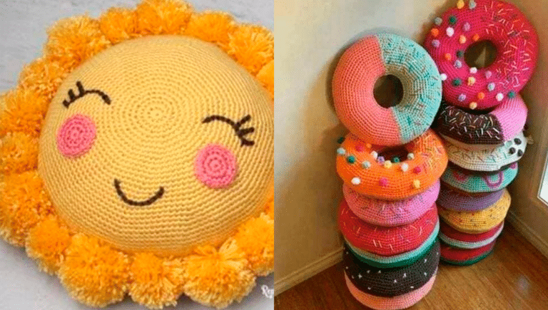 Inspirações Almofadas de Crochê para Crianças
