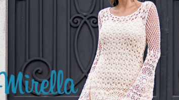 Vestido de crochê bege evasê