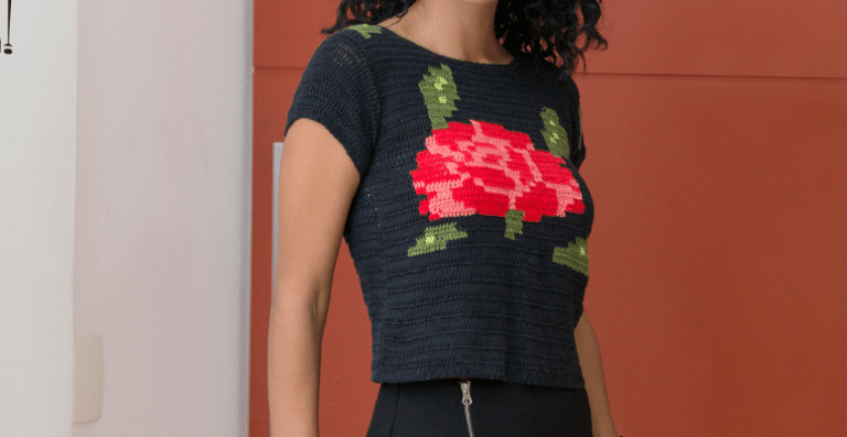 Cropped de crochê preto