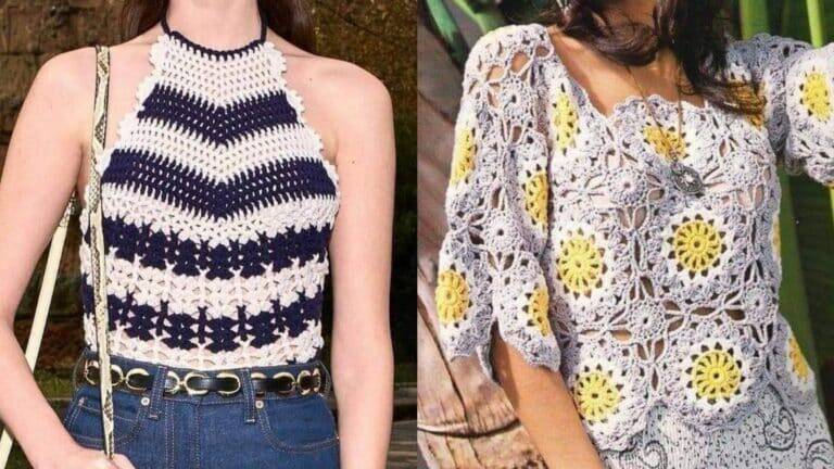Blusas de Crochê Feminina Verão com Gráficos Grátis Parte 3