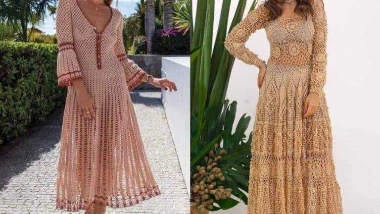 Vestidos de Crochê Longos e Exuberantes: Aprecie Lindas Inspirações Parte 3