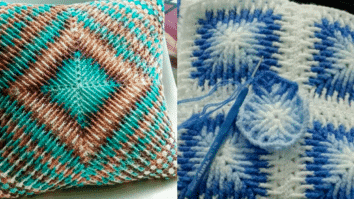 Almofadas de Crochê com Desenhos Incríveis com Gráficos Pt 2