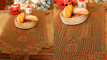 Caminho de Mesa em Crochê Natalino Passo a Passo e Gráficos