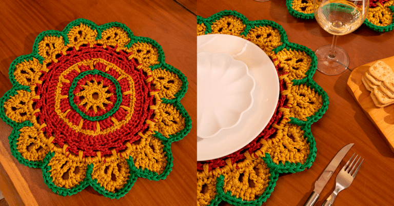 Decoração Natalina: Sousplat de Crochê Magia de Natal