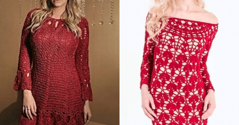 Vestidos de Croche Vermelhos Maravilhosos com Graficos Pt 1