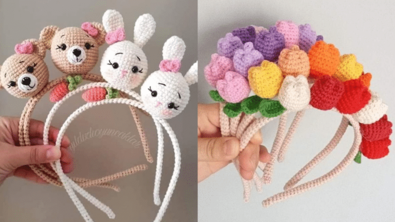 Enfeites para Cabelo Infantil em Crochê: Tiaras