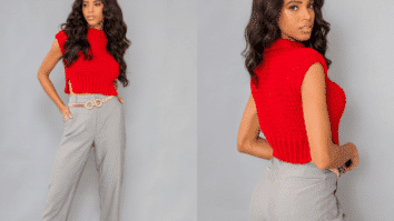 Colete de Tricô Vermelho com Aberturas: Passo a passo e Gráfico