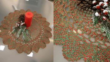 Toalhinha de mesa natalina de crochê: Passo a passo com gráficos