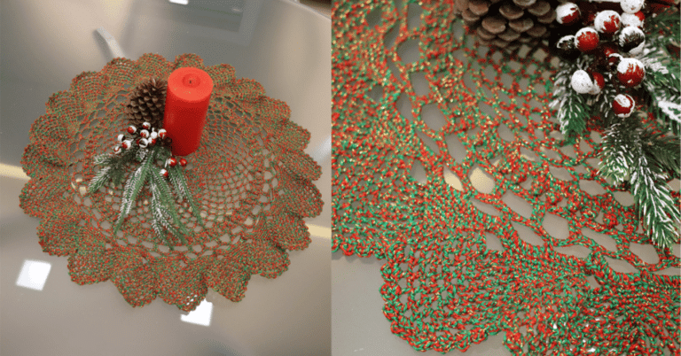 Toalhinha de mesa natalina de crochê: Passo a passo com gráficos