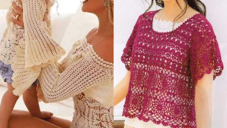 Blusas de Crochê Elegantes com Gráficos Parte 1