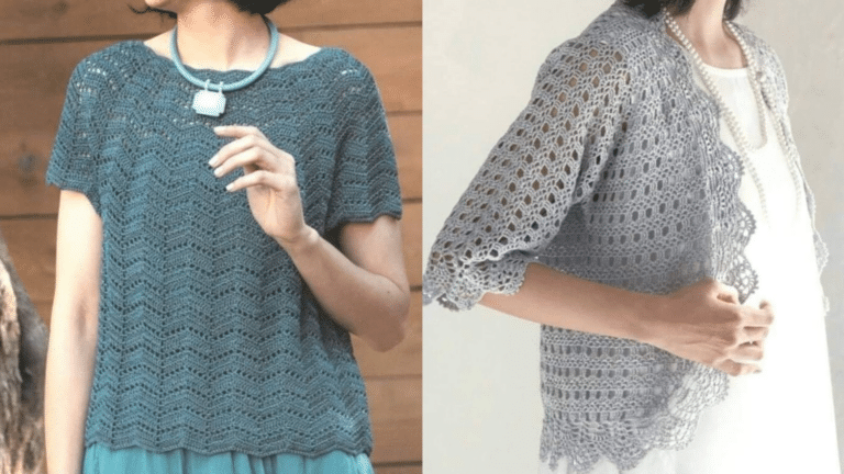 Blusas de Crochê Elegantes com Gráficos Parte 2