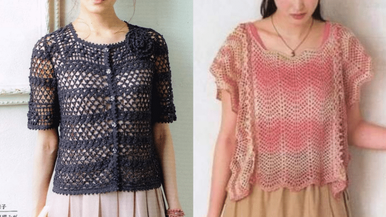 Blusas de Crochê Elegantes com Gráficos Parte 3