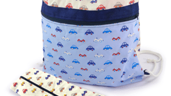 Mochila e Estojo Patchwork Carrinhos