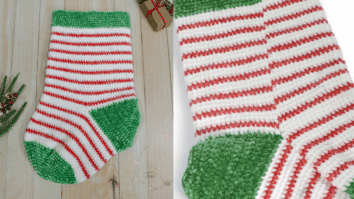 Meia Natalina em Crochê Passo a Passo Detalhado