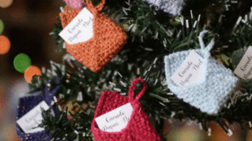 cartinha de tricô de enfeite