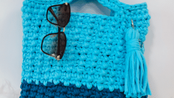 Bolsa de Crochê Maxi Azul