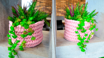 Decoração e Organização: Cesto em Crochê Pequeno c Gráficos