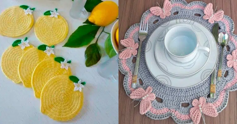 Ideias de Sousplats e Porta Copos em Crochê p Decorar seu Lar