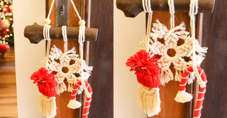 Arte Natalina em Macramê: Enfeite de Natal com Bengala