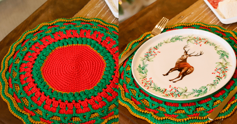 Artesanato Natalino: Lindo Sousplat Paixão do Natal com Gráficos