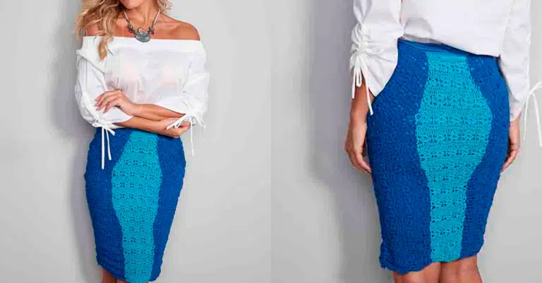 Moda Verão 2024: Saia em Crochê Acqua com Gráficos e Pontos