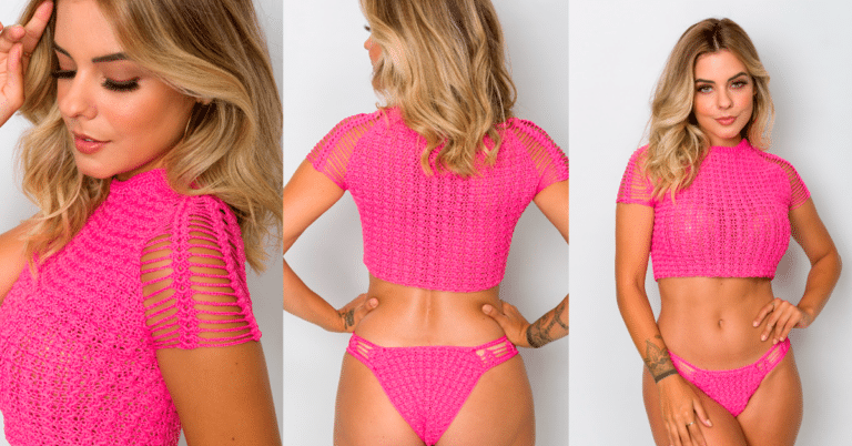 Moda de Praia: Conjunto em Crochê Quartzo com Gráficos
