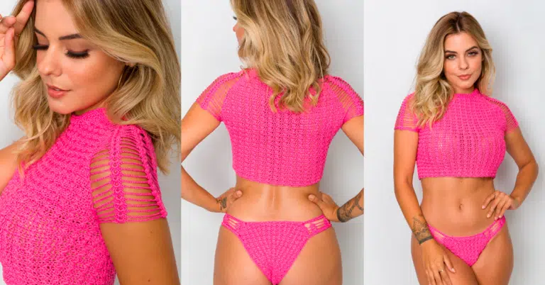 Moda de Praia: Conjunto em Crochê Quartzo com Gráficos