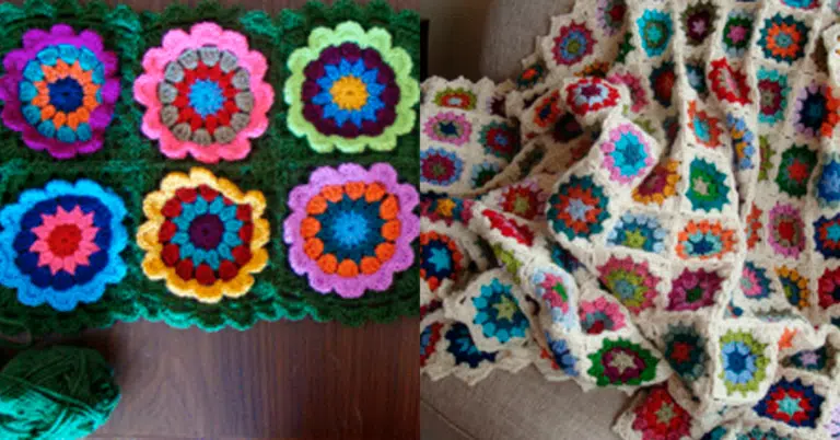 Squares de Crochê com Passo a Passo para Mantas, Colchas e Peseiras