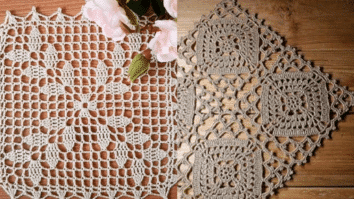 Jogo Americano em Crochê Retangular e Quadrado com Squares